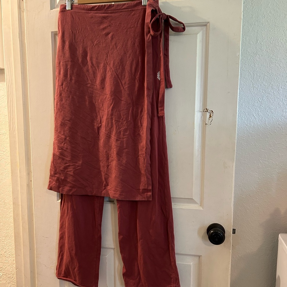 Free People Rust Red Wrap Skirt Pants
